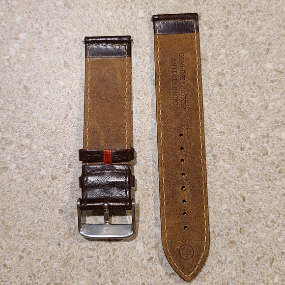 22mm Brown Leather Watch Strap - Picture 2 of 2
